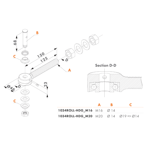 Locinox 1034ROLL-HDG dimensions