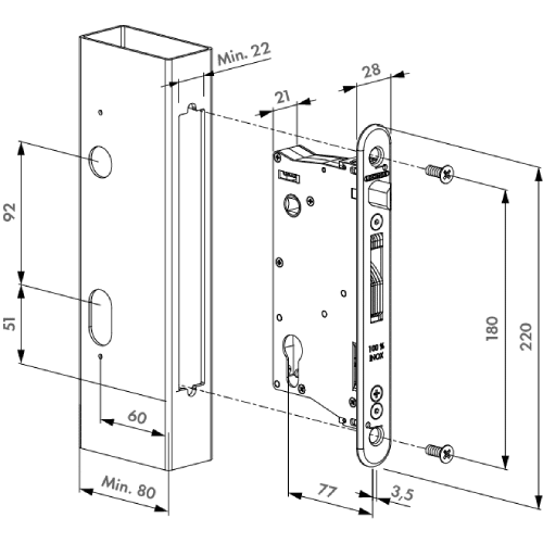 Locinox EIGHTYLOCK dimensions